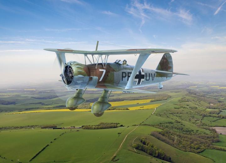 ICM Hs 123A-1, WWII German attack aircraft (100% new molds)