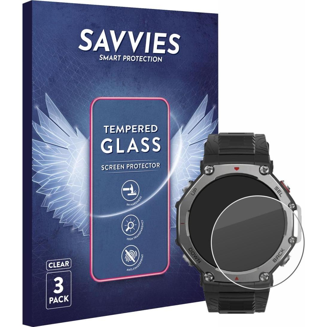 Savvies Panzerglas Displayschutz 9H Schutzglas Glas Klar Transparent, Smartwatch Schutzfolie, Transparent