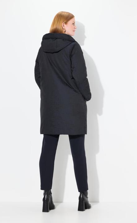 Image du produit Ulla Popken Manteau matelassé à capuche, motif pied-de-poule et fermeture éclair à double curseur (50, 52)