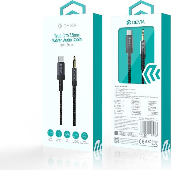 Produktbild Devia Kabel Audio Ipure EC620 USB-C - Klinke 3,5 mm 1,0 m schwarz (1 m)