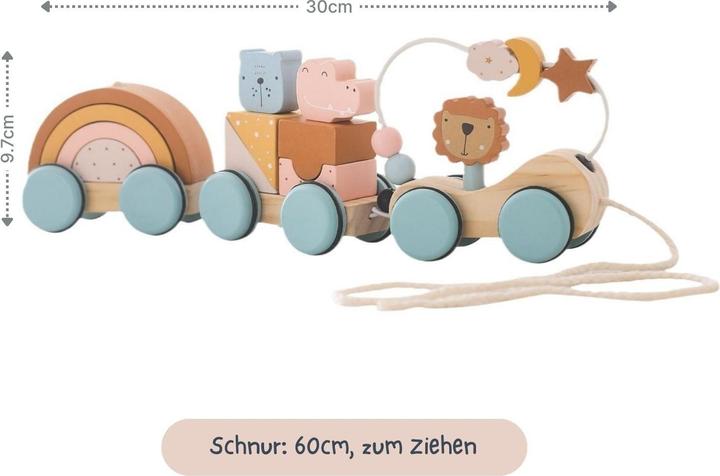 Actual product image Hermex Holzeisenbahn Holzzug Kinderspielzeug Lernspielzeug Bauklotz-Bahn