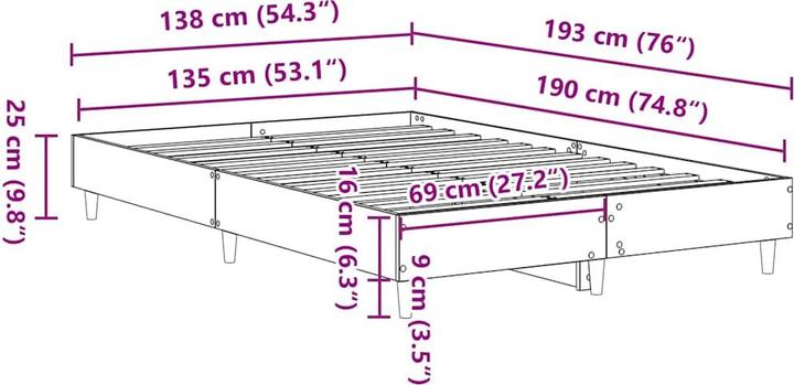 Actual product image vidaXL Bedstead (135 x 190 cm)