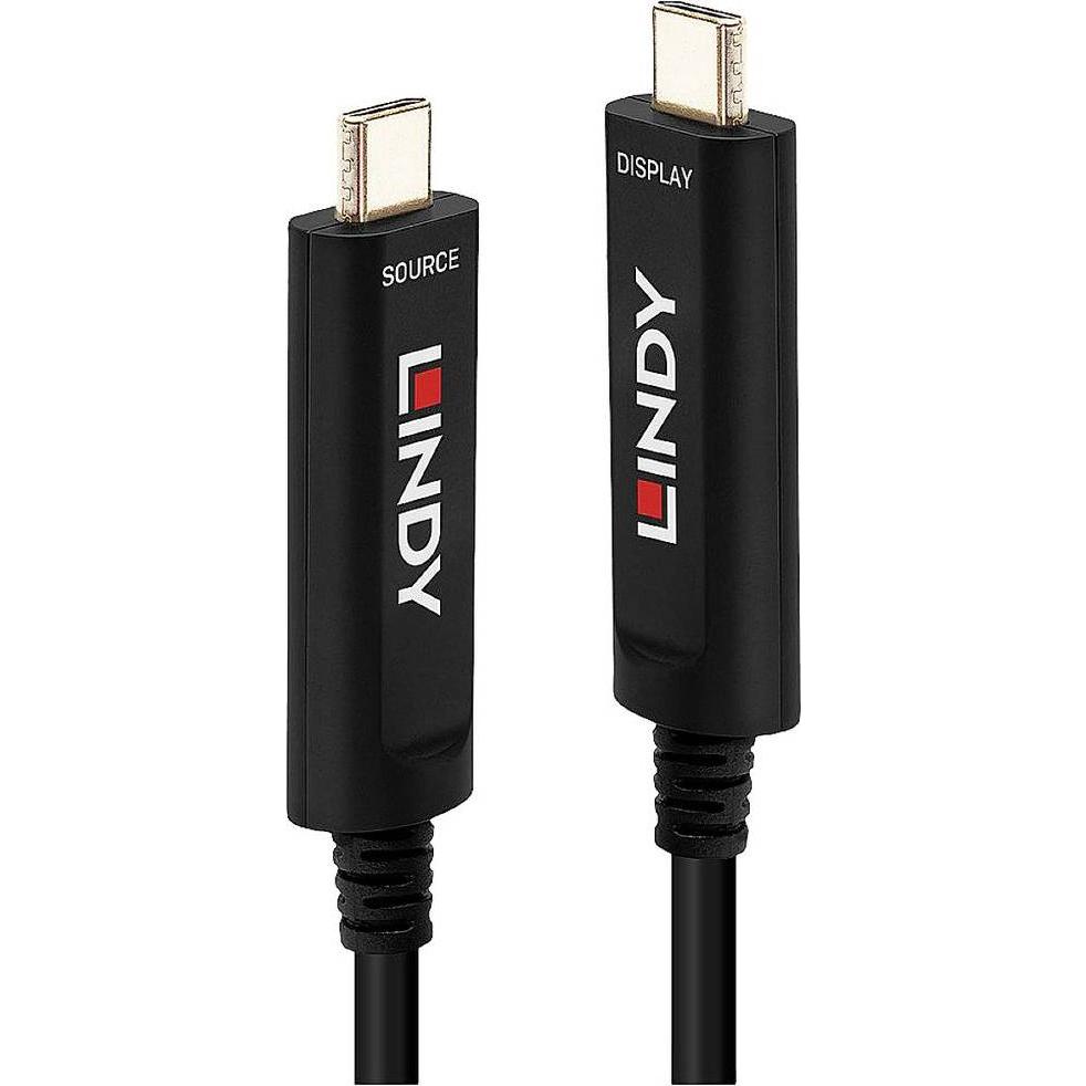 Lindy Video USB C ibrido in fibra ottica (15 m), Cavo USB