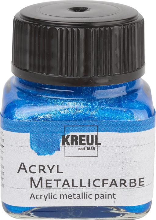 Actual product image Kreul acrylic metallic colours, basic set, 6 x 20 ml (Blue, Gold, Violet, Green, Red, Copper, 120 ml)
