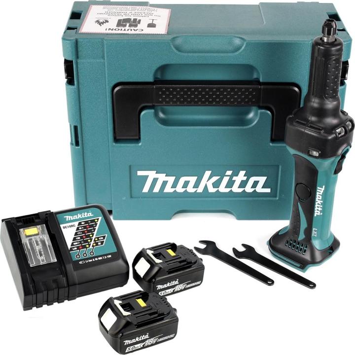 Produktbild Makita DGD 800 RTJ Akku Geradschleifer 18V + 2x Akku 5,0Ah + Ladegerät + Makpac (Geradschleifer)