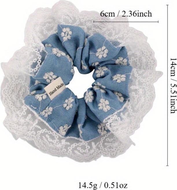 Immagine prodotto Activity Board Elegante florale Stickerei aus Denim und Spitze für das Haar - Jersey Material, Niedlicher Stil (Elastico per capelli)