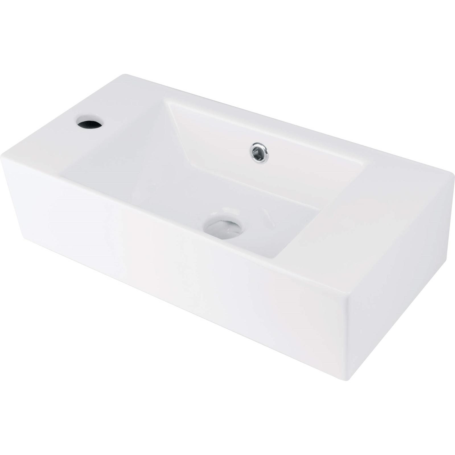 Deante, Waschbecken, Aufsatzwaschbecken aus Keramik mit Platz für einen Wasserhahn - links