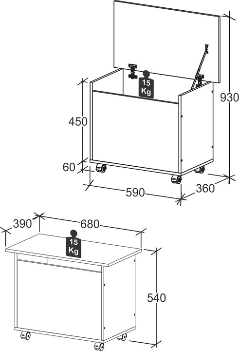 Produktbild VCM Holz Sitztruhe Sitzbank Truhe Bosula M (68 cm)