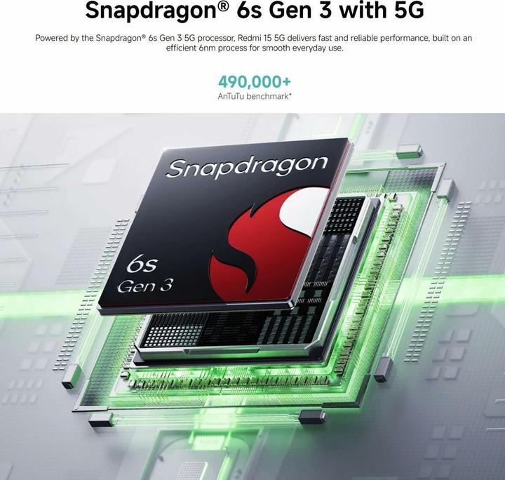 Actual product image Xiaomi Redmi 15 (256 GB, Midnight Black, 6.90", Dual SIM, 5G)