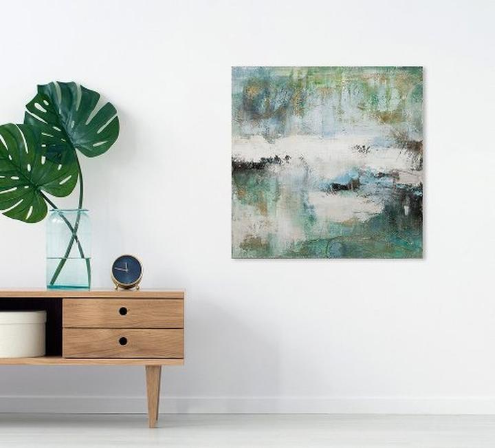 Produktbild Schubiger Farbkomposition in Weiss und Jadegrün 3 (70 x 70 cm)