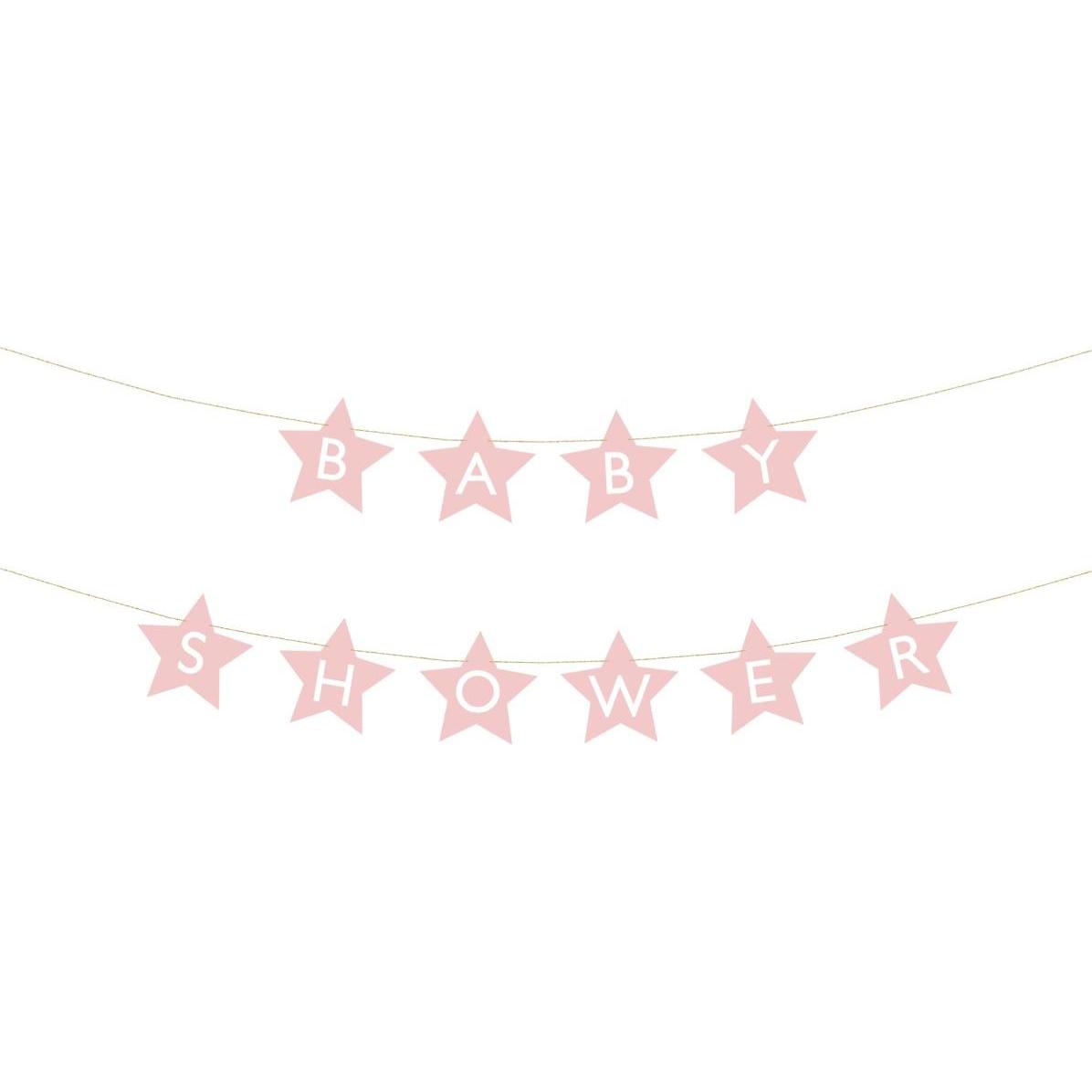 Partydeco Guirlande - Baby Shower Etoiles roses