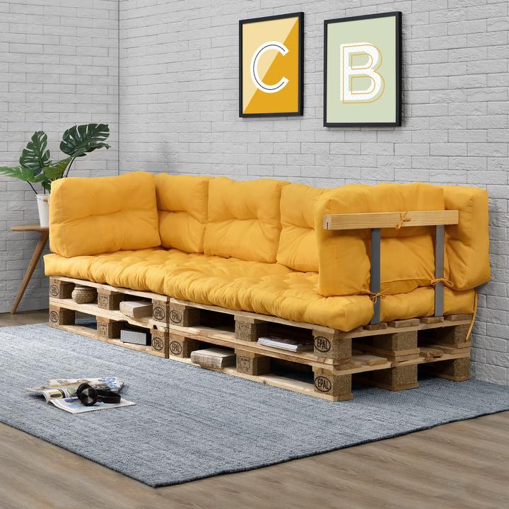 Immagine prodotto En.Casa Cuscino per mobili in pallet Comfy 80x120x12 cm giallo senape (120 x 80 x 12 cm)