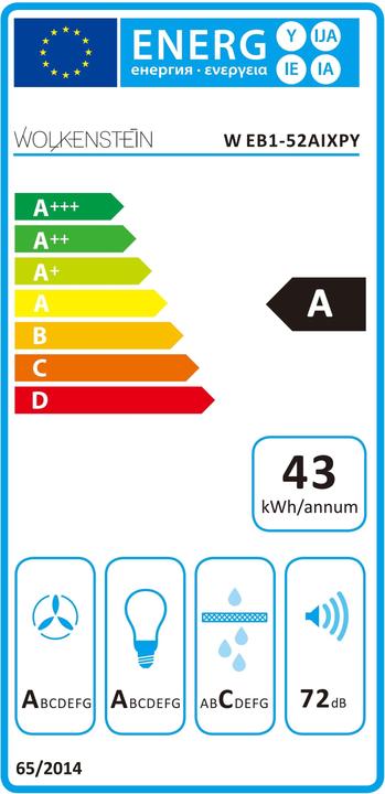 Energie-Label Wolkenstein Unterbauhaube W EB1-52AIXPY BxT 52,5 x 29,1 cm silber (Unterbauhaube)