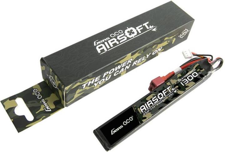 Actual product image Gens Ace 25C 1300mAh 2S1P 7.4V Saddle Airsoft Gun Lipo Battery with T Plug (7.40 V, 1300 mAh)
