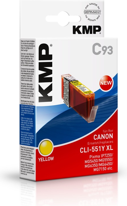 Actual product image KMP C93 Ink cartridge yellow comp. with Canon CLI-551 Y XL (Y)