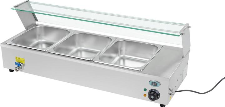 Produktbild Royal Catering Speisenwärmer Bain Marie Warmhalter Heisse Theke 3 x GN 1 2 Edelstahl Behälter