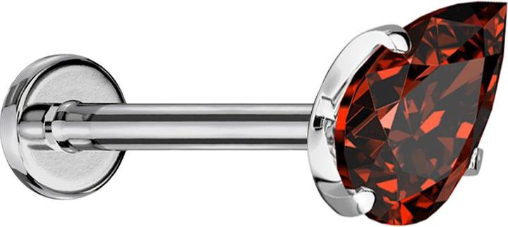 Actual product image Star Piercing Micro Threadless Labret silber mit Kristalltropfen rot gefasst (without brass, Titanium)