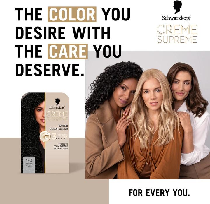 Image du produit Schwarzkopf Creme Supreme Hair Color Shade 10 Natural Black (Naturel Noir)