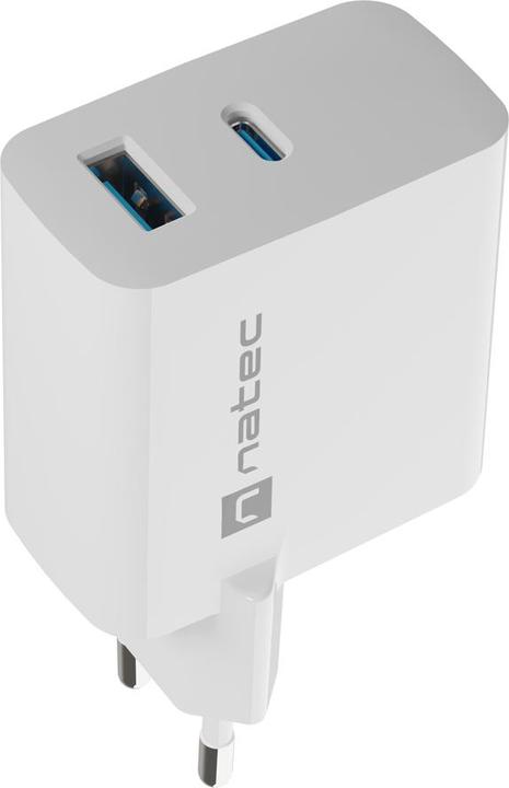 Produktbild Genesis Ladowarka sieciowa Natec Ribera Gan 1x USB-A + 1x USB-C 45W biala (45 W, 2 Ports)
