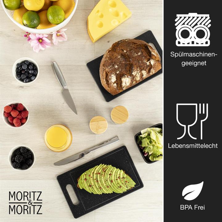 Image du produit Moritz & Moritz 2X planches à découper en plastique avec rainure à jus aspect granit - 25 x 15 cm