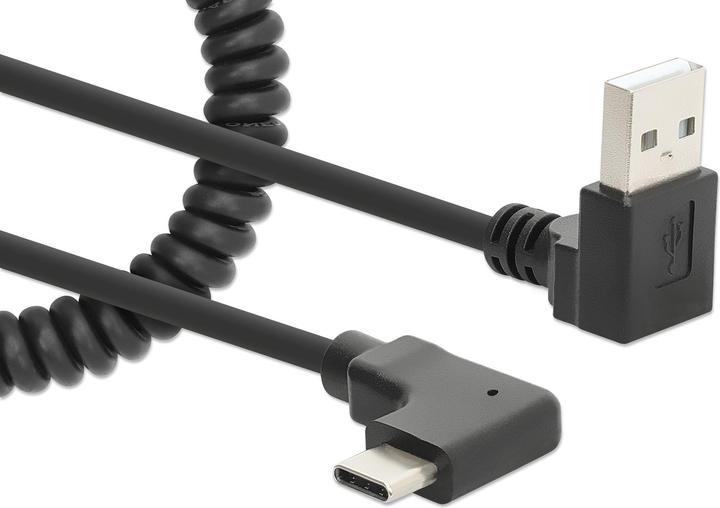 Produktbild Manhattan Spiralkabel USB-A auf USB-C Ladekabel (1 m, USB 2.0)