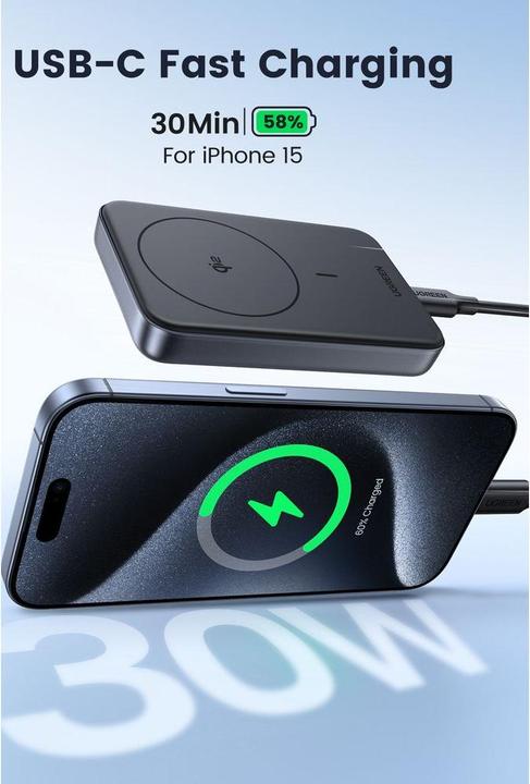 Produktbild Ugreen Magnetic Wireless Power Bank (10000 mAh, 30 W, 37 Wh)