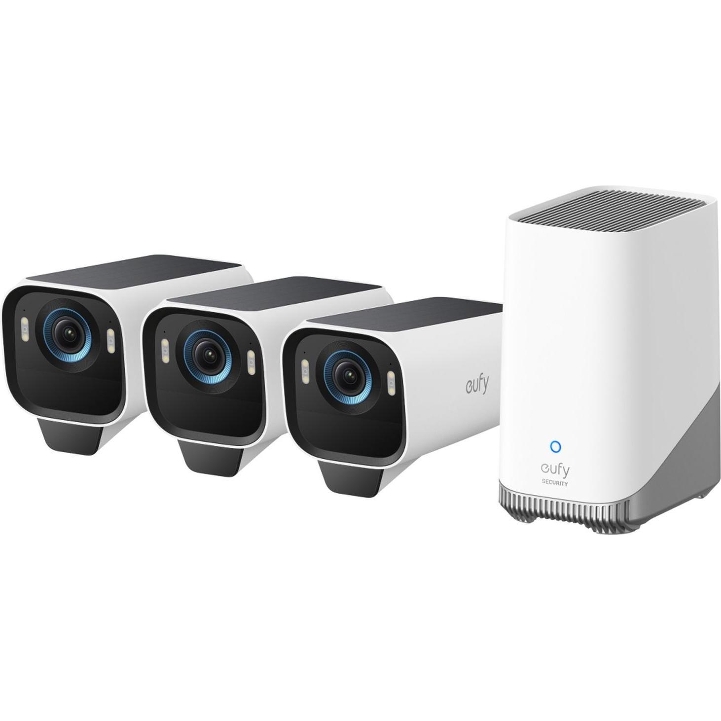 eufy eufyCam S3 Pro + HomeBase Set da 3 (3840 x 2160 pixel), Telecamera di rete, Bianco