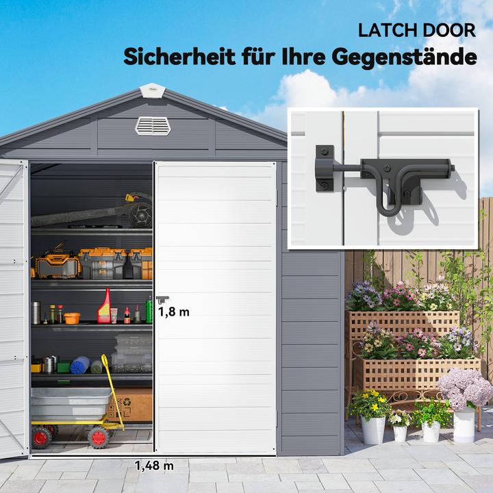Actual product image Outsunny Gerätehaus Kunststoff, Aluminium Grau