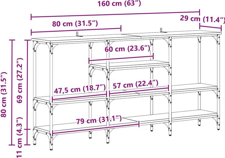 Image du produit vidaXL Konsolentisch (29 x 29 x 80 cm)