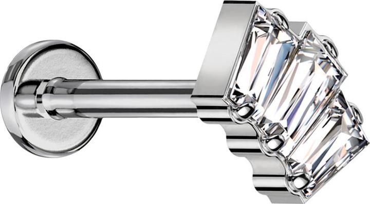 Produktbild Star Piercing Micro Labret Innengewinde silber drei Baquette Kristalle silber (ohne Messing, Titan)