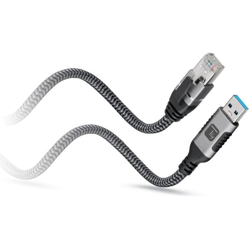 Techly USB 3.0 Ethernet-Kabel, A/M zu RJ45/M, 7,5m 1 Gbit/s aktiv schwarz/silber Hersteller: (USB, RJ45 Gigabit Ethernet (1x)), Adattatore di rete, Ne