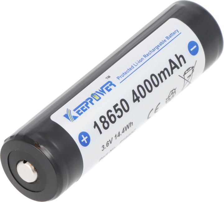Produktbild Keeppower Akku 18650 4000mAh, 3,7V Li-Ion-Akku geschützt, Pluspol erhöht (1 Stk., 18650, 4000 mAh)