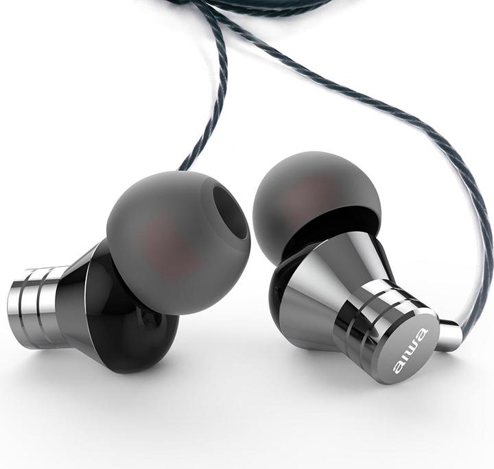 Actual product image Aiwa HEADPHONES MICRO ESTM-50SL SILVER in-ear/JACK 3.5 MM PLATE.GOLD/CABLE 120CM/MICRO ESTM-50SL (Cable)