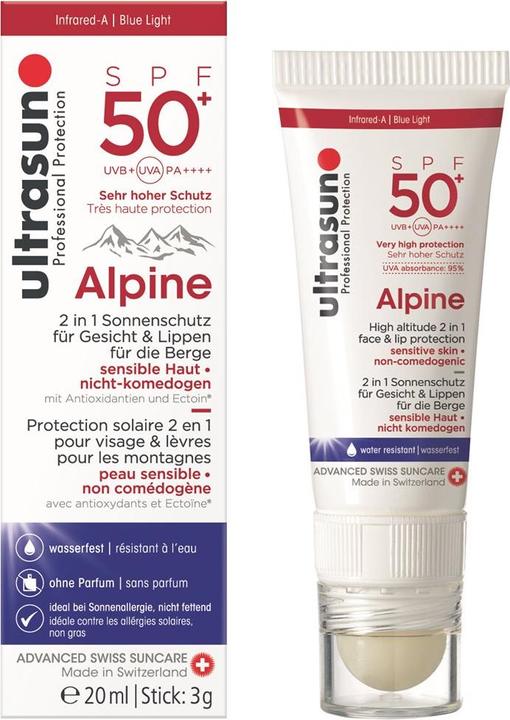 Immagine prodotto Ultrasun Alpino (Stick solare, Crema solare viso, SPF 50+, 22.30 ml, 40 g)
