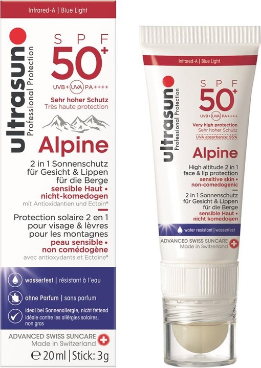 Immagine prodotto Ultrasun Alpino (Stick solare, Crema solare viso, SPF 50+, 20 ml, 40 g)