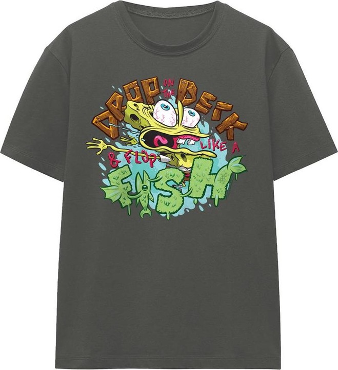 Actual product image Spongebob Squarepants Unisex Adult Drop And Flop T-Shirt (S)