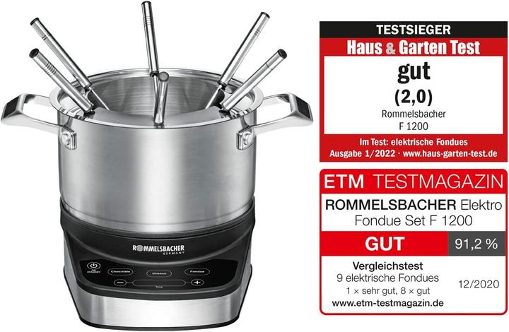 Produktbild Rommelsbacher All-in-One 20.F 1200 (Schokoladenfondue, Käsefondue, Fondue Chinoise, Fondue Bourguignonne)