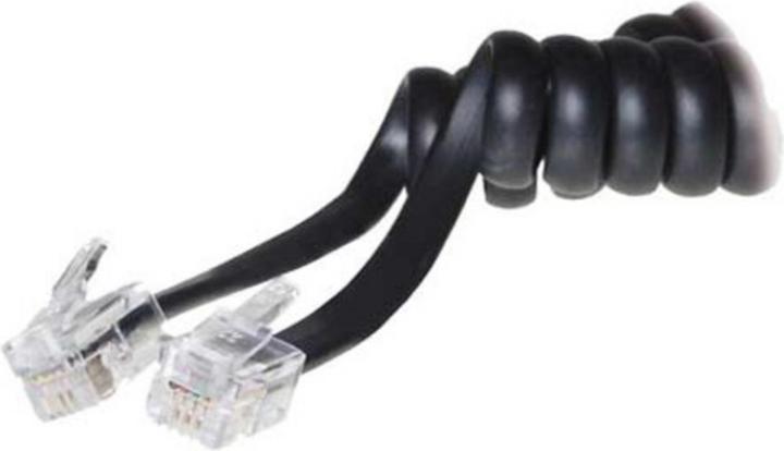 S-Conn Handset cable coiled 4 m Western/Western 4/4 black