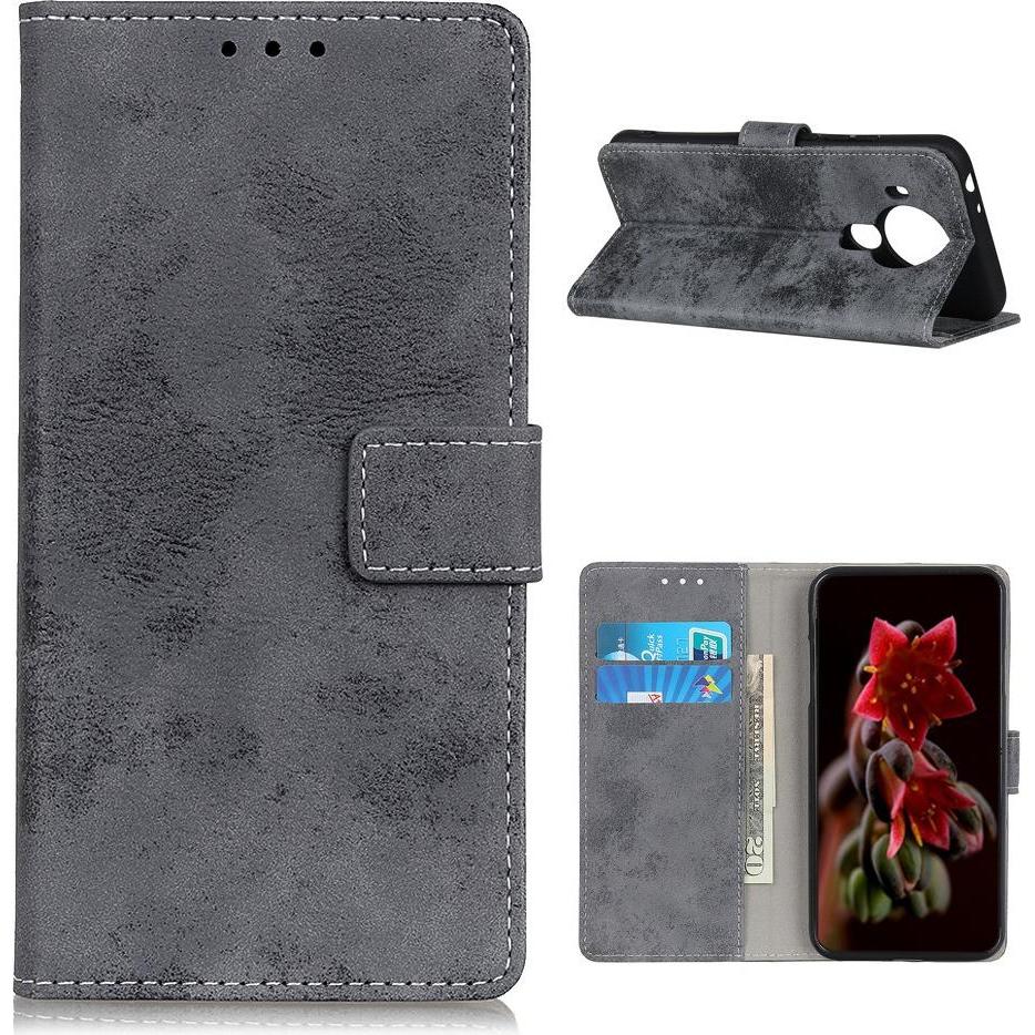 Thumbnail - Cover-Discount Nokia 5.4 - Vintage Etui Wildleder Optik grau (Nokia 5.4), Smartphone Hülle, Grau
