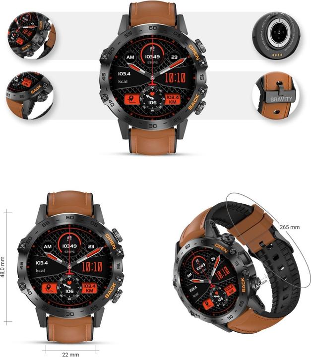 Produktbild Gravity SMARTWATCH MĘSKI GT9-7 - WYKONYWANIE POŁĄCZEŃ, CIŚNIENIOMIERZ (sg021g)