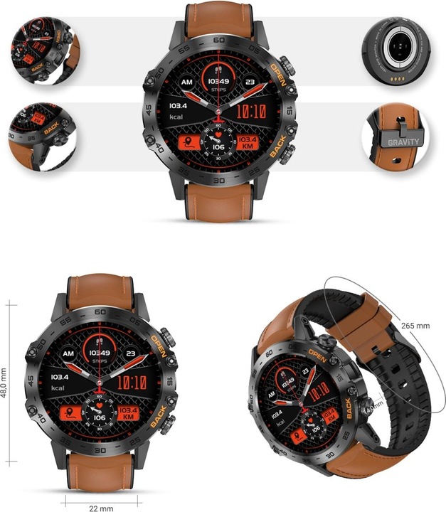 Immagine prodotto Gravity SMARTWATCH MĘSKI GT9-7 - WYKONYWANIE POŁĄCZEŃ, CIŚNIENIOMIERZ (sg021g)