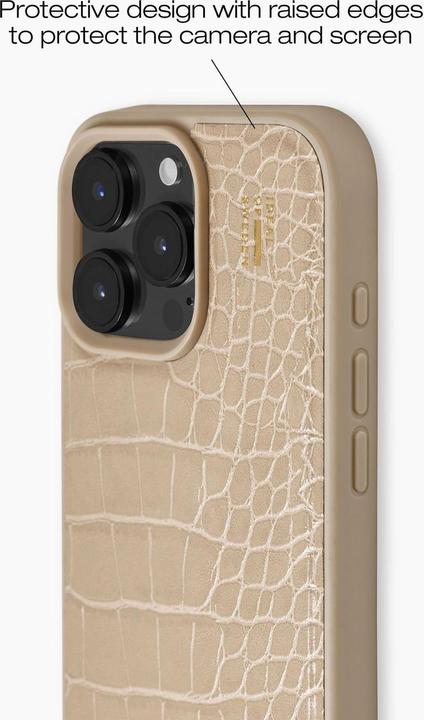Image du produit iDeal Of Sweden Magsafe Designer Hard-Cover Vegan Leather Warm Beige Croco (Apple iPhone 16 Pro)