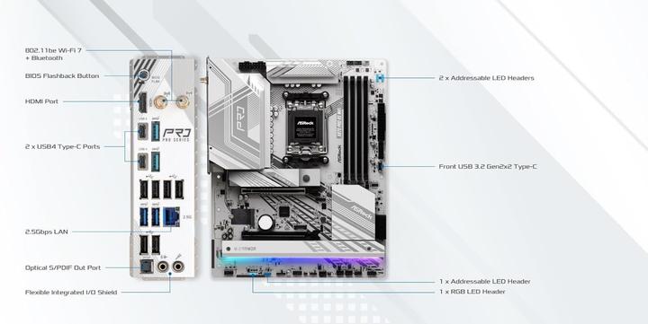 Produktbild AsRock X870 Pro RS WiFi (AM5, AMD X870, ATX)