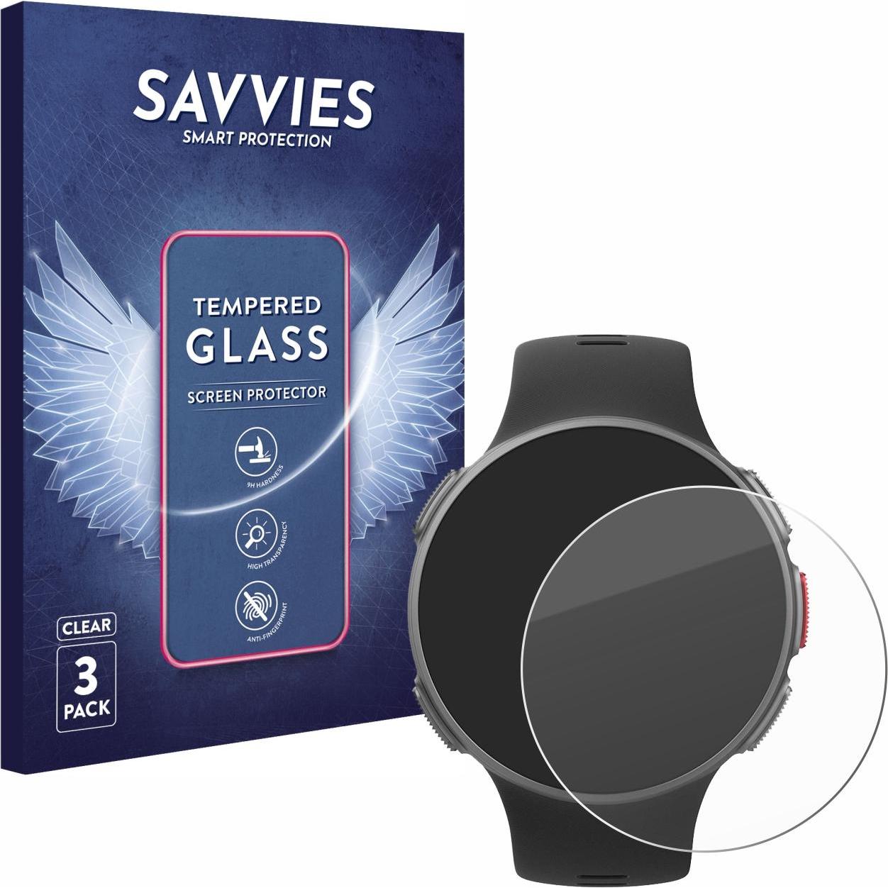 Savvies Panzerglas Hartglas Displayschutz, Smartwatch Schutzfolie, Transparent