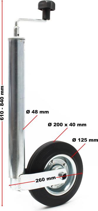 Image du produit Wiltec Stützrad 150kg inkl. Klemmhalter & Schellen Wohnwagen Anhänger Stütze