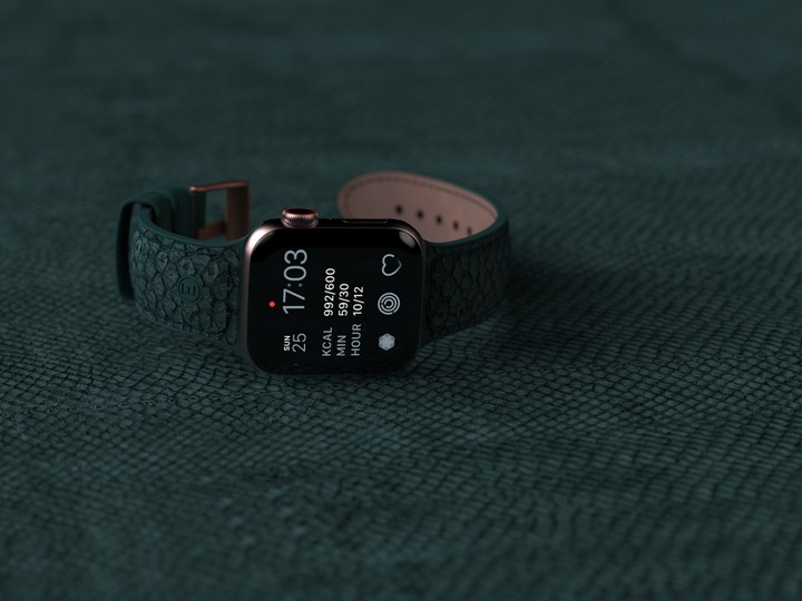 Actual product image Njord Jord Watch Strap For (44 mm, 45 mm, Vegan Leather, Salmon leather, Stainless steel fastener, Apple Watch)