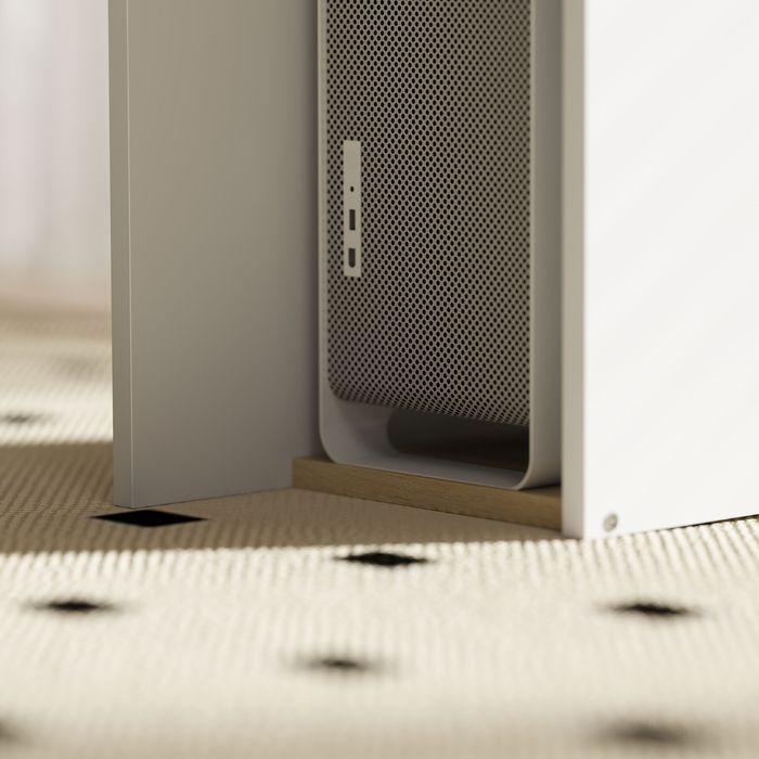 Produktbild Swisshandel24 Computertisch, Schreibtisch mit offenen Regalen und Ablagefächern, aus Stahl, Hellbraun+Weiss (113 x 45 x 138.50 cm)