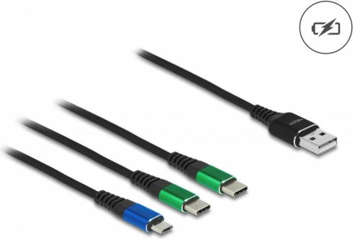 Actual product image Delock USB charging cable 3 in 1 1m coloured (1 m, USB 2.0)