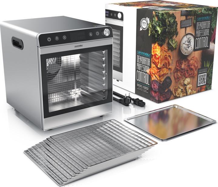 Produktbild Arendo Dörrautomat Edelstahl, Temperaturregler von 30° bis 90 °C, Dörrgerät, Dehydrator 800 W, 10 Etagen