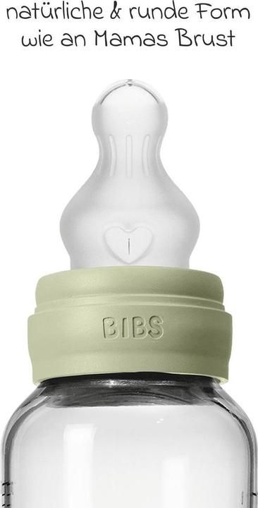 Actual product image Bibs Babyflaschen Glas-Flasche Baby Bottle Round 240 ml + Silikon-Trinksauger (240 ml)